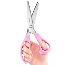 Zicolu Tijeras de puntilla para costura, tijeras de 23 cm en zigzag para encaje de peluca, tijeras de papel con borde decorativo para manualidades, ideal para sastre, acolchado, confección de vestidos
