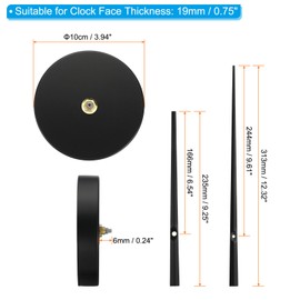 PATIKIL Clock Mechanism Replacement, 1Set Clock Mechanism Long Hands 12" 3D Clock Hands Large DIY Wall Clock 6mm Movement Shaft Motor Repair Parts Quartz Aluminium Kits Round, Black