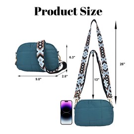 Small Crossbody Bags for Women Puffer Purses Triple Zip Shoulder Handbags with 2x Adjustable Strap Trendy Bags Soft Purses, Blue