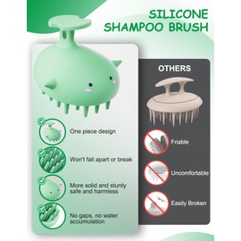 Scalp Massager Hair Growth Shampoo Brush, Silicone Scalp Scrubber Shower Scalp Brush for Hair, Head Massager Scalp Exfoliator for Dandruff Removal, Wet Dry Scalp Massage Tool for Hair Care, Green