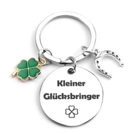 MUCOOS Women's Lucky Charm Key Fob, Clover Leaf, Lucky Charm Keyring, Gift for Women, Lucky Charm, Encouragement Gift, Silver5, S