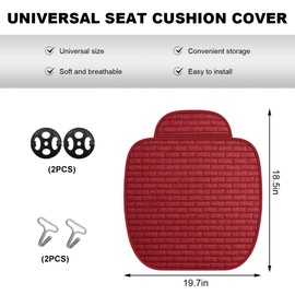 ZNDAW Front Car Seat Cover, Anti-Slip Breathable Linen Bottom Seat Protector Covers with Storage Pockets, Universal Front Driver Seat Pad Mat for Cars SUVs Truck Van (Wine Red)