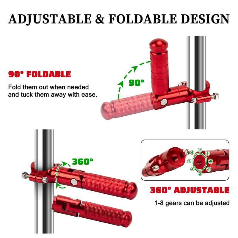 XINGWU Foldable Motorcycle Highway Foot Pegs Universal for 1-1/4" 32mm