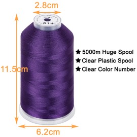 New Brothread - Bobina enorme individual de 5000 m, cada hilo para máquina de bordar de poliéster, 40 W, para máquinas comerciales y domésticas, color morado