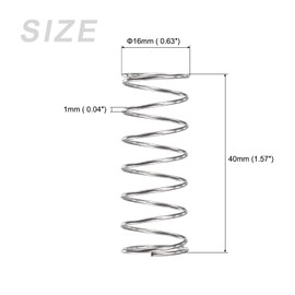 METALLIXITY Compression Springs (1x16mm OD,40mm Free Length) 5Pcs, 304 Stainless Steel Extension Spring - for Shop Home Repairs, DIY Projects, Silver Tone