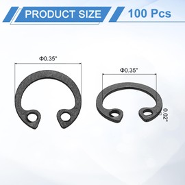 sourcing map 100Pcs 5/16" (8mm) Internal Retaining Ring Circlip, 65 Mn Spring Steel Internal Circlip Snap Rings C-Clips for Grooved Shafts Studs, Black