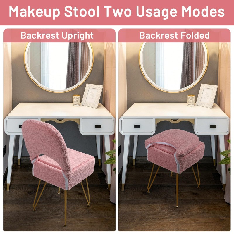 12.9" x 14.1" x 29.9" Small Vanity Stool Chair with