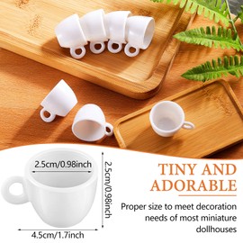 Patelai 30 Mini Tazas de Café de Plástico Blanco Accesorios de Decoración de Habitación de Cocina de Comida en Miniatura para Casa de Muñecas para Fingir Té de Tarde Decoración de Paisaje Pastel
