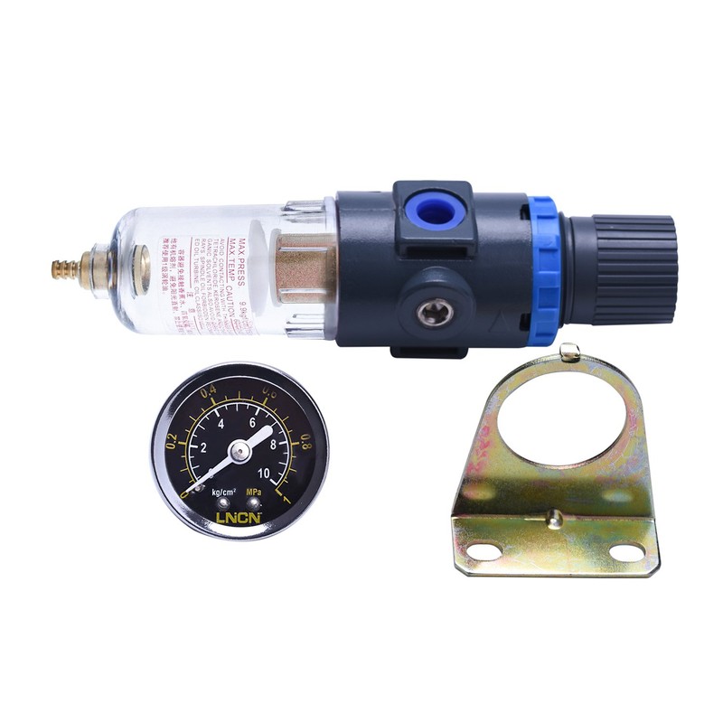 1/4" NPT Air Filter Pressure Regulator, Water-Trap Air Tool Compressor