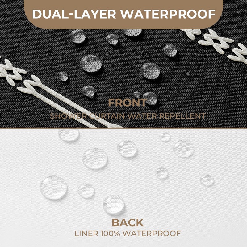 downluxe Linen Texture 3 in 1 Farmhouse Shower Curtain Set