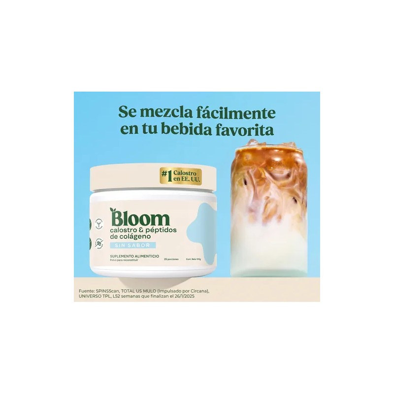 Bloom Calostro Y Péptidos De Colágeno Sin Sabor 25 Porciones