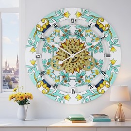 ImprovingLife The Gears Clock Wall Clock Italy Collection with Moving Gears (Amalfi, 24 inch Round)