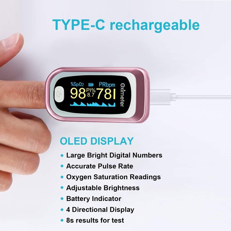 pulse oximeter rechargeable finger heart rate monitor Accurate measurement of