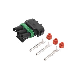 Hihaha 3 Pin Car Electrical Wire Connector Plug Kits, 2.5mm Series Car RV Truck Female Cable Terminal Housing Black Green, 1 Set Durable Material