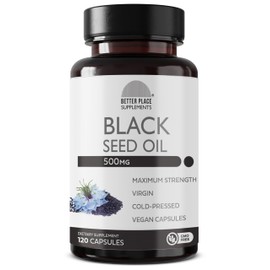BETTER PLACE ORGANICS Black Seed Oil Capsules | (Non-GMO & Vegan) Cold-Pressed Nigella Sativa Producing Pure Black Cumin Seed Oil | Super Antioxidant for Digestion,Joints, Hair & Skin |500mg Each