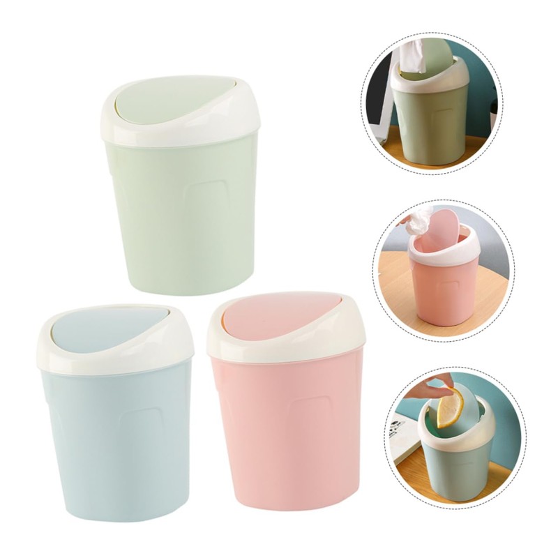 NOLITOY 3Pcs Mini Desktop Trash Can Cute Wastebasket for Office