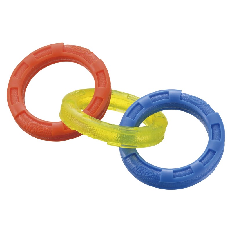 Richell Dog Toy, Nerf Dog, Three Ring Tag, 10.5i