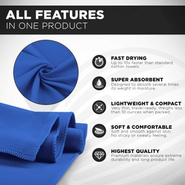 KANGSIT Microfibre Towel - compact, ultra lightweight & quick dry towel, the perfect gym, travel & swimming towel for sports, camping & hiking-80x40cm-80x40cm (Blue, 80x40 cm)