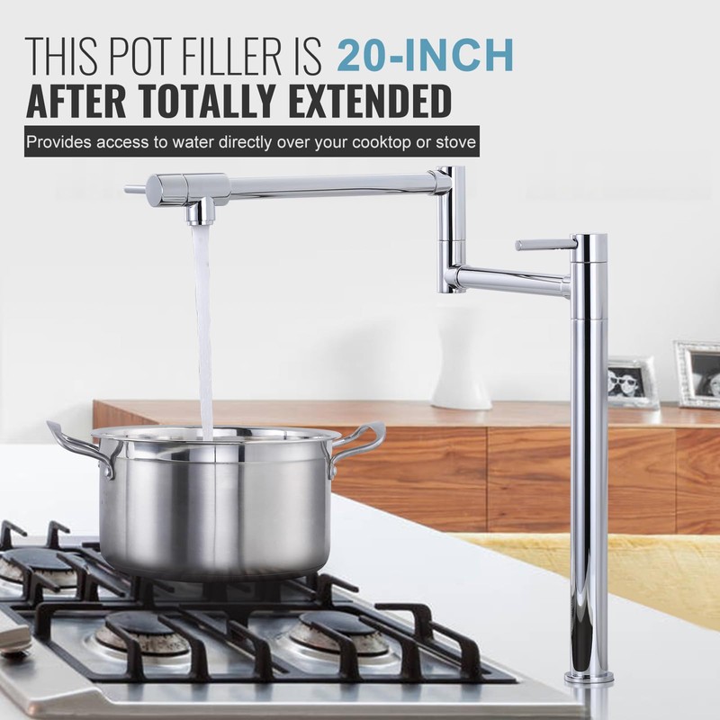 WOWOW Pot Filler Deck Mounted - Solid Brass Pot Filler