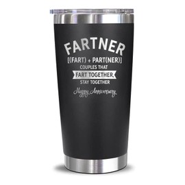 Anniversary For Him Her - Fartner Insulated Stainless Steel Tumbler With Lid And Straw - Funny Gift Idea For Husband - Wife - Girlfriend - Boyfriend - Couples - Relationship