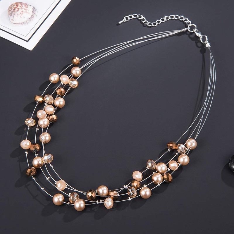 BULINLIN Crystal Layered Statement Necklace for Women, Shell Choker Necklace