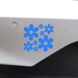 Set of Flower Power Cute Stickers- 8 Stickers Per Sheet - Car Bumper Stickers - Wall Decal - Laptop Stickers - Hippie Accessories - 70's Decoration (Blue, 10cm x 9cm)