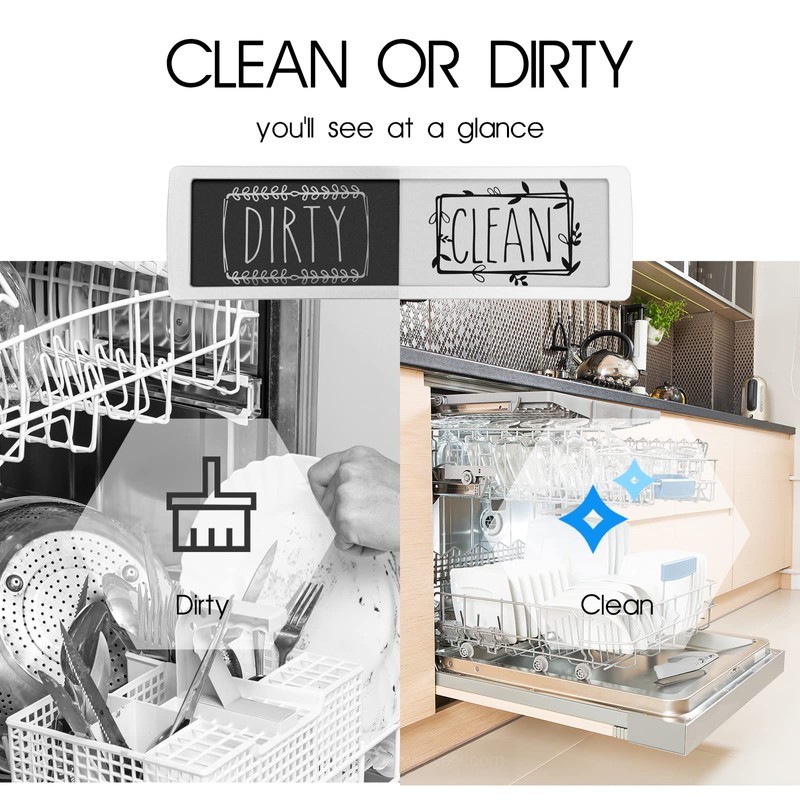 Elegant Dishwasher Magnet, Clean Dirty Sign Indicator with Slide Design,