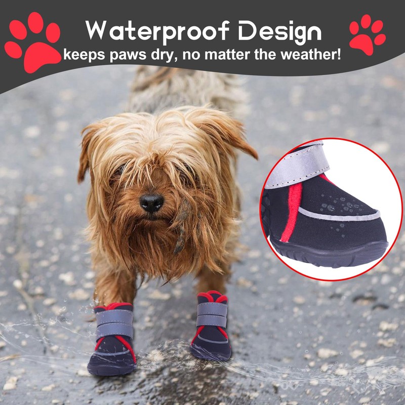 Waterproof Dog Shoes, Paw Protection, Outdoor, Pack of 4, Non-Slip