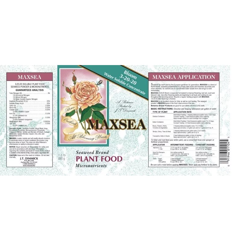 Bloom Maxsea BLOOM 3-20-20 Plant Food - Water Soluble Seaweed