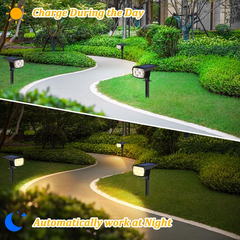 Sucolite 8-Pack Solar Spot Lights Outdoor Waterproof IP65, 3 Lighting