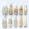 30Pcs Handmade Nails 3D Flower Press on Nails Almond with