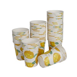 Geeklife Gold Lemon Paper Party Cups , 9oz Gold Fruit Disposable Decorative Cups Set , Sparkly Gold Foil Paper Cups Bulk,40 pcs