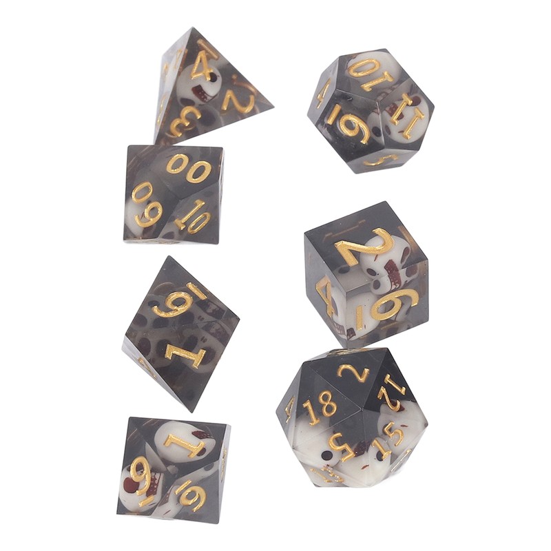 Polyhedral Dice Set Role Playing Epoxy Resin Transparent Skull Dice