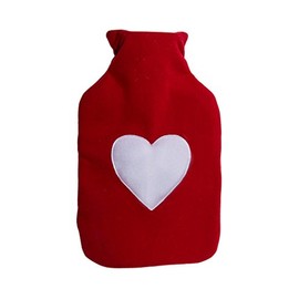 Hot Water Bottle with Heart, 100% Polyester Cover, approx. 32 x 20 cm for 2 Liter Capacity 10/5157