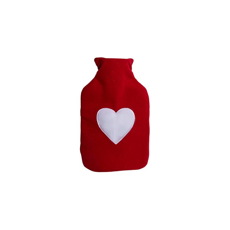 Hot Water Bottle with Heart, 100% Polyester Cover, approx. 32
