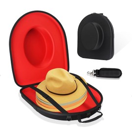 MOSLA Hat Carrier Case for Travel-Crush Proof Hat Box Holder for Mens Fedora Hats for Cowboy Hat Storage Organizer with Adjustable Strap for Travel (RED)