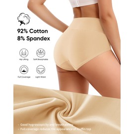 MEIYATING Women's Cotton Underwear High Waisted Tummy Control Top Panties Ladies Compression Pack Postpartum Post Partum (MulticolorB,L)