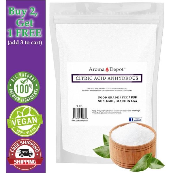 1 lb Pure Citric Acid Powder Food Grade FCC/USP - ANHYDROUS - Grade A  Pouch
