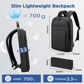 Backpack for Men Women Lightweight Business Laptop Backpack for 15.6 Inch Computer Bag Slim Anti-Theft Backpack for Commuting Work Office College Travel (with a Small Bag)