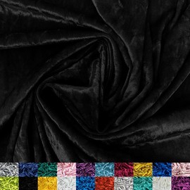 Ice Fabrics Stretch Crushed Velvet Fabric by The Yard - 60/62" Wide Soft Velvety Fabric for Sewing Apparel, Upholstery, Curtains & Decor - 250 GSM - 20% Vertical Stretch - Black - 1 Yard