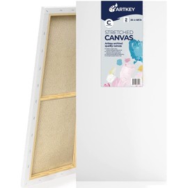 Stretched Canvases for Painting 24x48 Inch 2-Pack, 12.3 oz Triple Primed Acid-Free 100% Cotton Blank Canvas, Large Art Canvases for Oil Paint Acrylics Pouring & Wet Art Media, Pour Painting