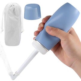 Portable Washlet Buttock Washer, Simple 13.5 fl oz (400 ml), Manual Type, 14-Hole Nozzle, Water Pressure Adjustment, Leak Proof, Travel, Disaster Prevention, Outdoor Activities (Blue)