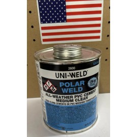 UNI-WELD POLAR WELD 2636S LOW VOC PVC SOLVENT CEMENT, 32 OZ Medium Clear All Weather