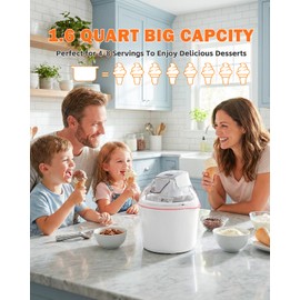 Ice Cream Maker Machine, 1.6 Quarts Double Freezer Bowl