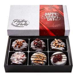 Pastry Perks 6 Gourmet Chocolate-Covered Cookies, Valentine’s Day Gift Box – Sweet Treats for Him, Her, and Grandma – Food Delivery Gift Ideas