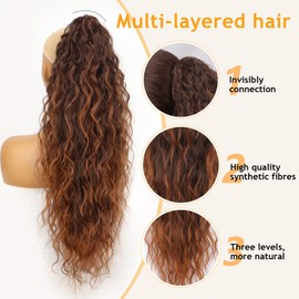 ORSUNCER Ponytail Extension Claw 26" Curly Pony Tail Clip in Claw Hair Extensions Fluffy Natural Looking Synthetic Hairpiece for Women