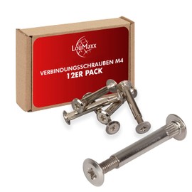 LouMaxx Furniture Connector M4 31-40 mm - Pack of 12 Steel Connecting Screws M6 Thread - Furniture Connector Screws Stable Connection of All Body Parts - Furniture Screws with Sleeve