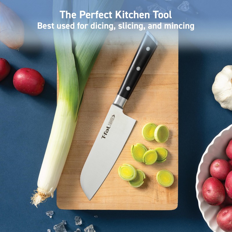 T-fal Ice Force German Stainless Steel Santoku Knife 7 Inch,