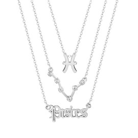 ShiQiao Spl Pisces Necklace Silver Star Pendant Necklace for Women - Horoscope Necklace for Girls Birthday Christmas Gifts for Daughter Sister Friend Layered Neckalce 3 Pcs