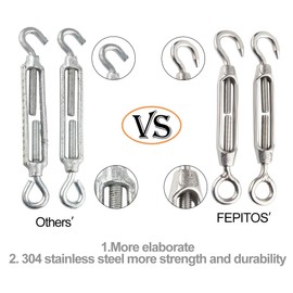FEPITO FEPITO 6 Pieces Turnbuckle Wire Tensioner M4 Stainless Steel Turnbuckle Tensioner Adjustable Turnbuckle Hook and Eye Set Heavy Duty